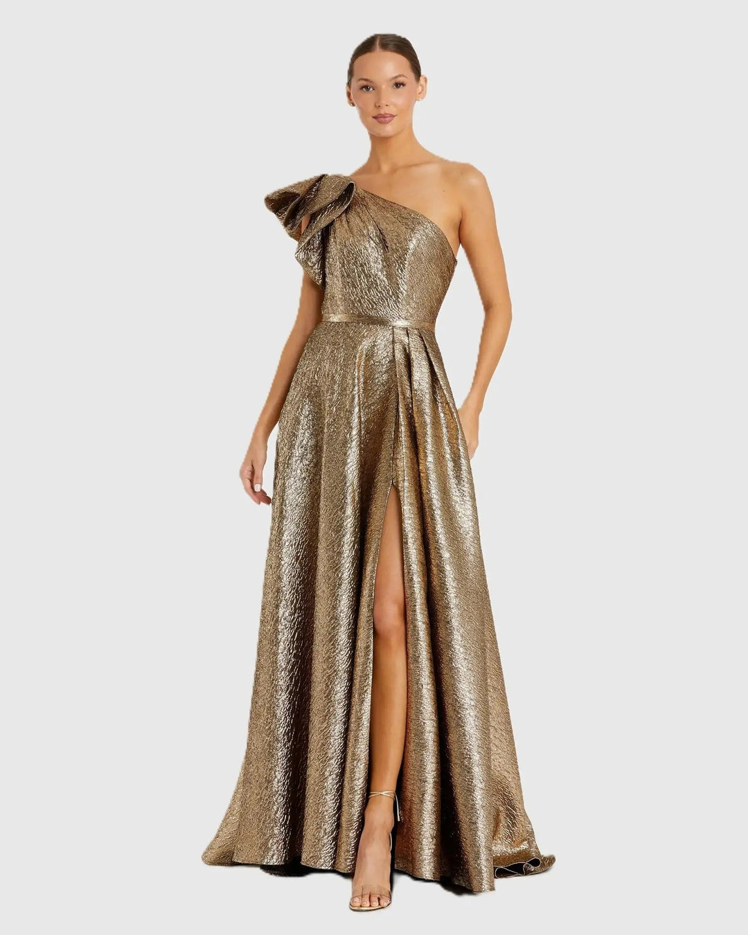 Mac Duggal 67297 One Shoulder Metallic Ball Gown