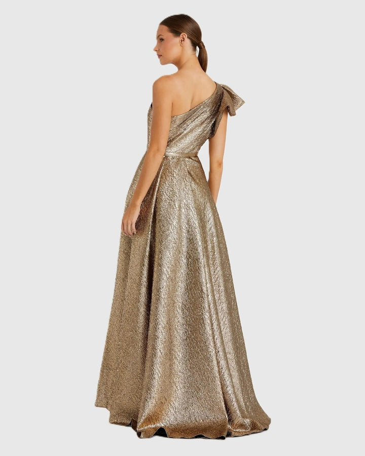 Mac Duggal 67297 One Shoulder Metallic Ball Gown