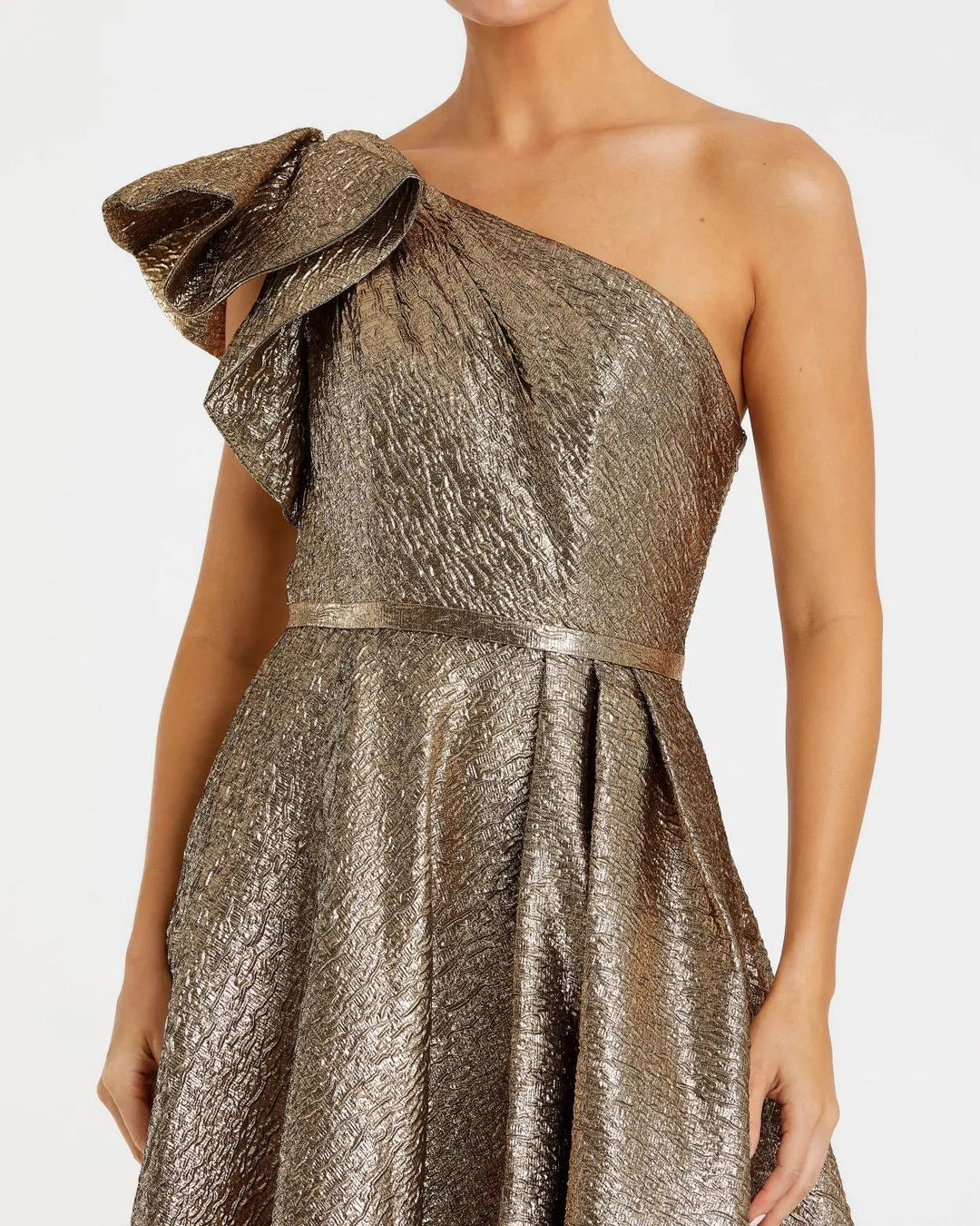 Mac Duggal 67297 One Shoulder Metallic Ball Gown