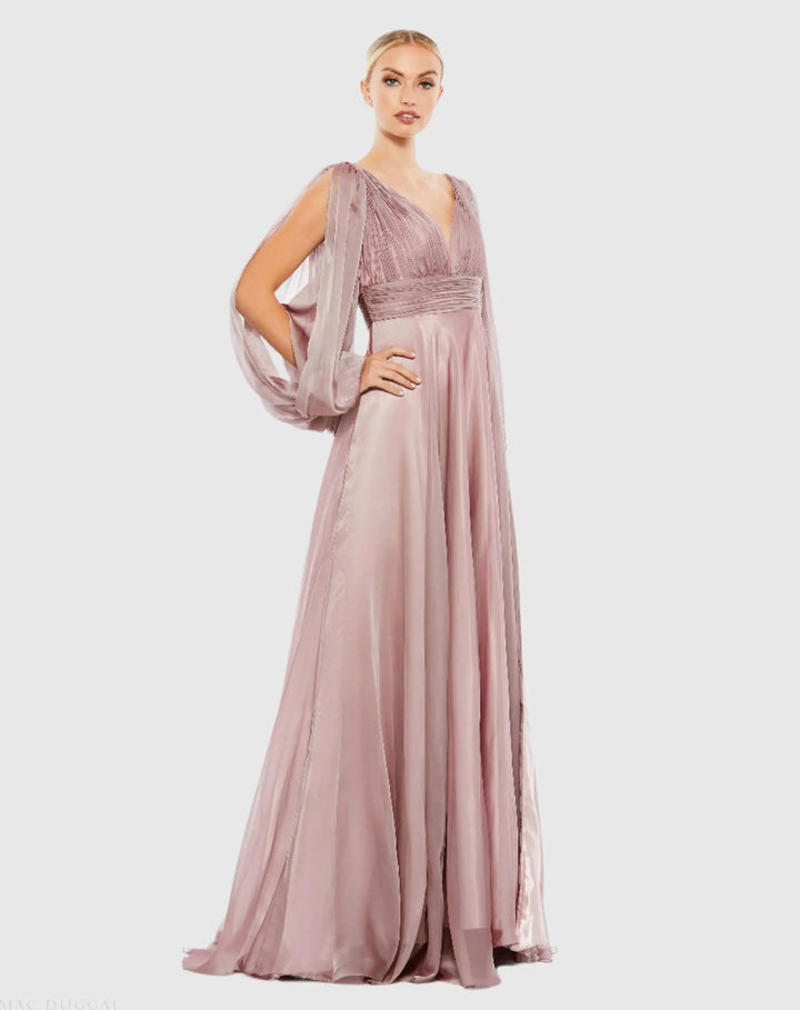 Mac Duggal 67414 Chiffon Open Sleeve A Line Gown