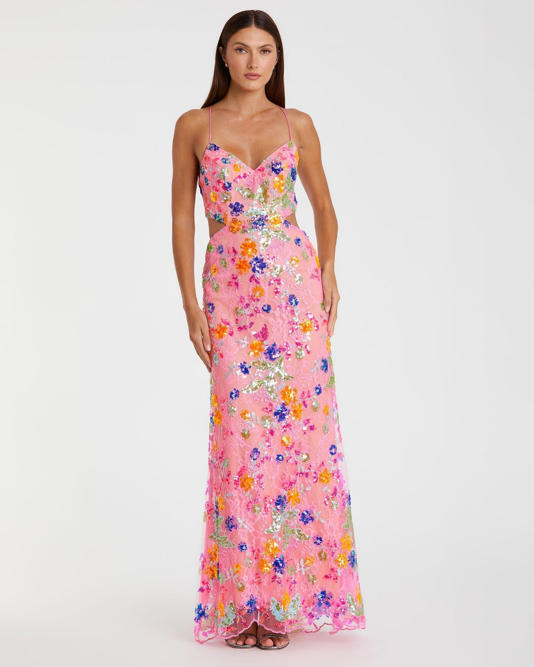 Mac Duggal 68067 Embellished Lace Strappy Column Gown