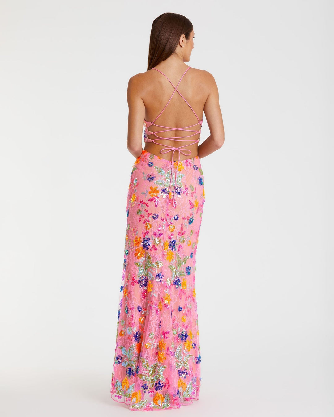 Mac Duggal 68067 Embellished Lace Strappy Column Gown