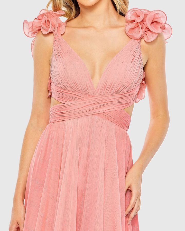Mac Duggal 68094 Ruffle Sleeve V Neck A Line Gown
