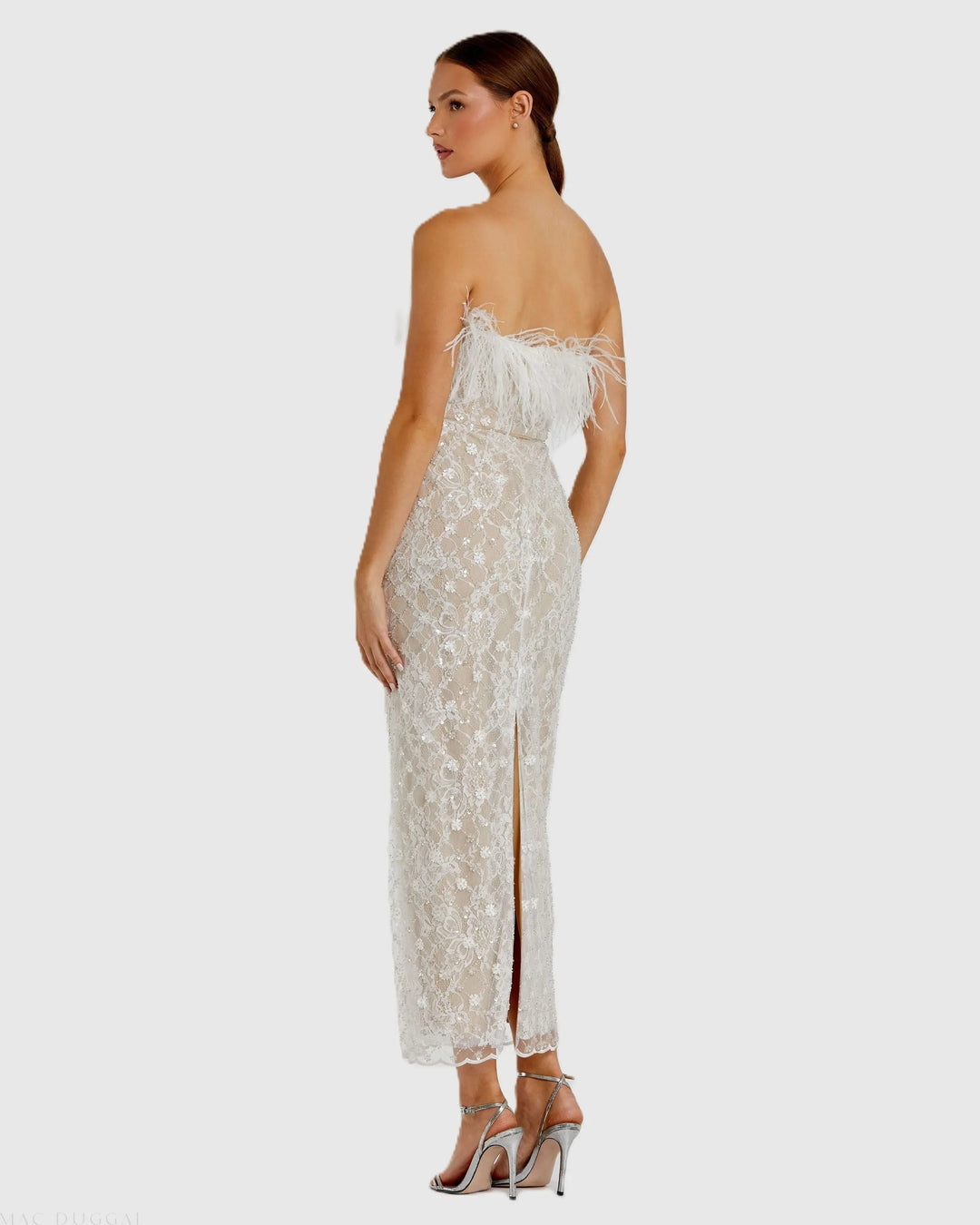 Mac Duggal 68140 Embellished Feather Strapless Column Dress