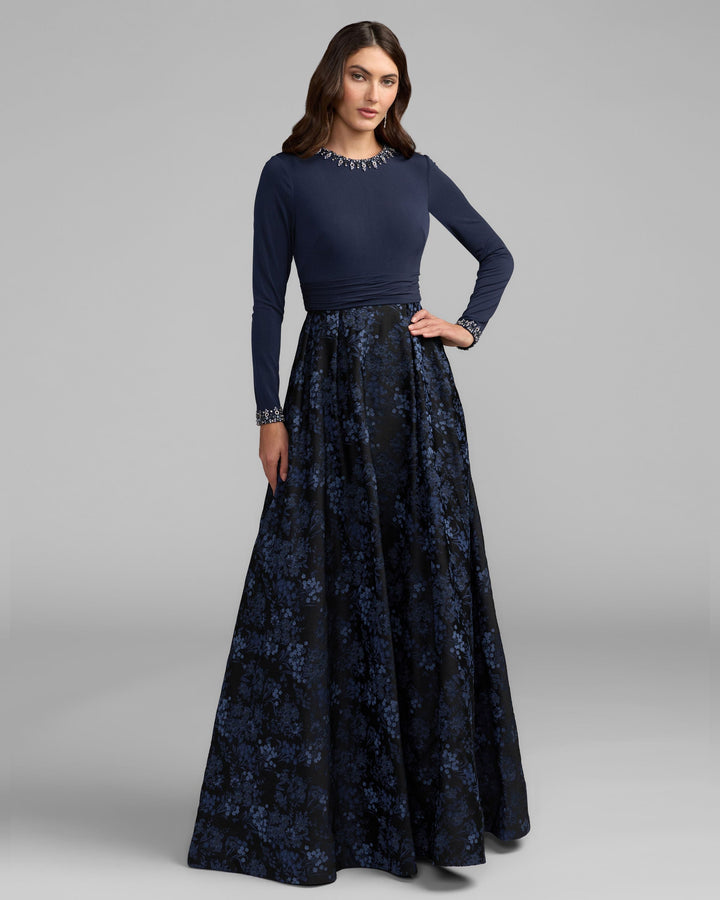 Mac Duggal 69082 Floral Brocade A-Line Gown With Pockets