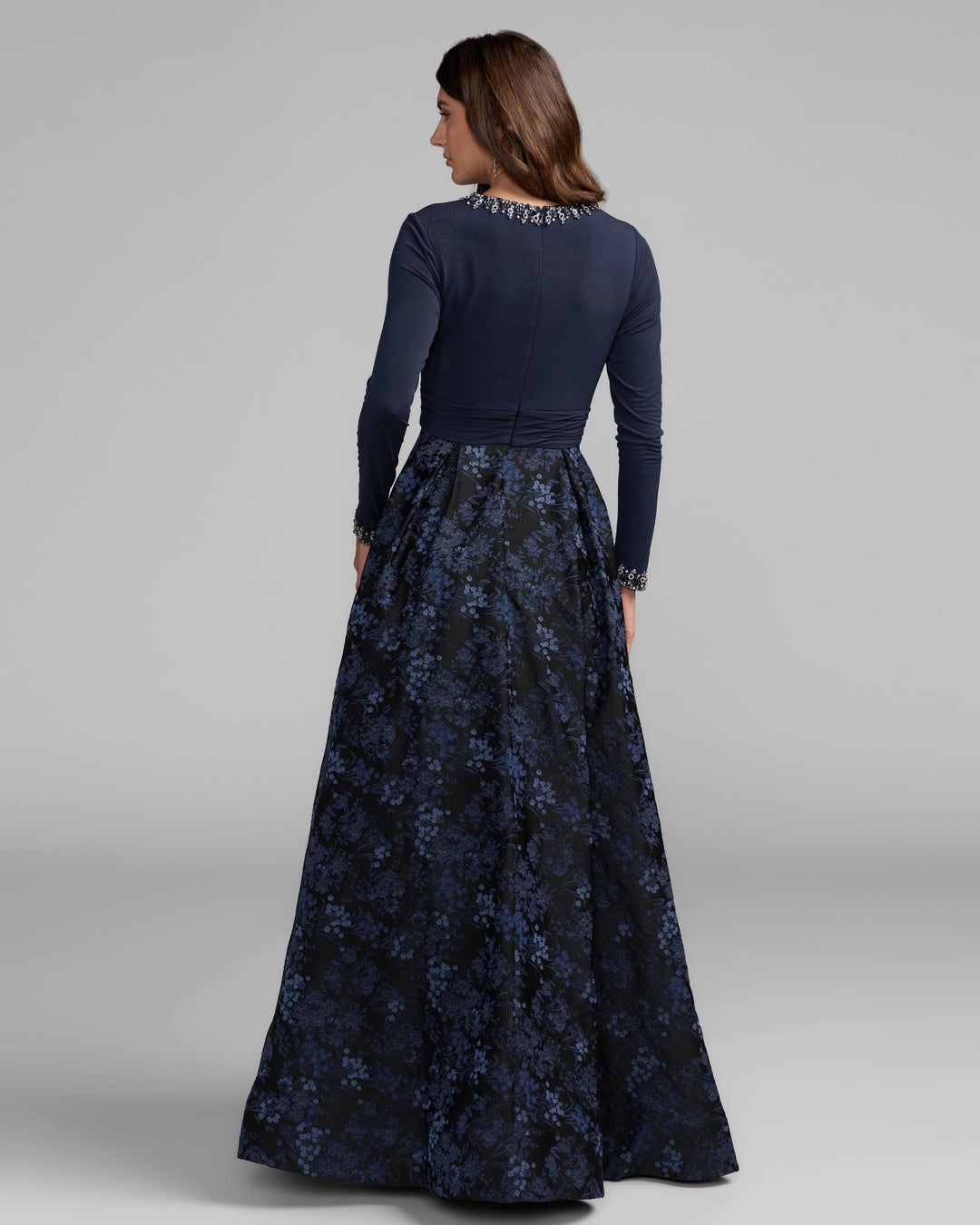 Mac Duggal 69082 Floral Brocade A-Line Gown With Pockets