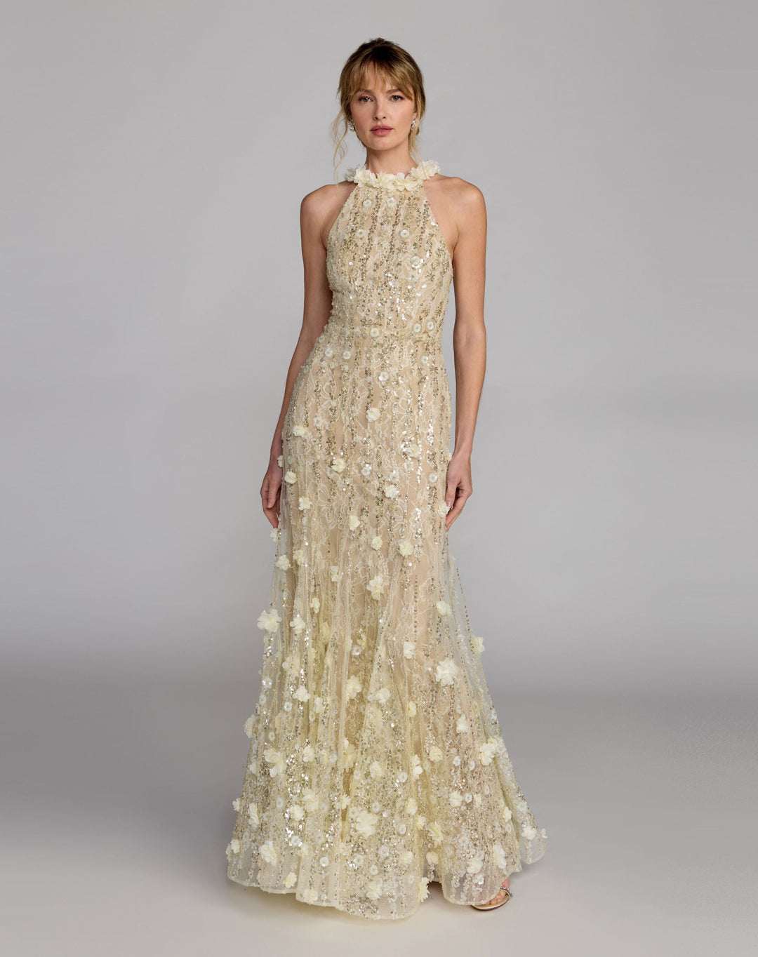 Mac Duggal 69189 Embellished Lace Halter Neck Mermaid Gown
