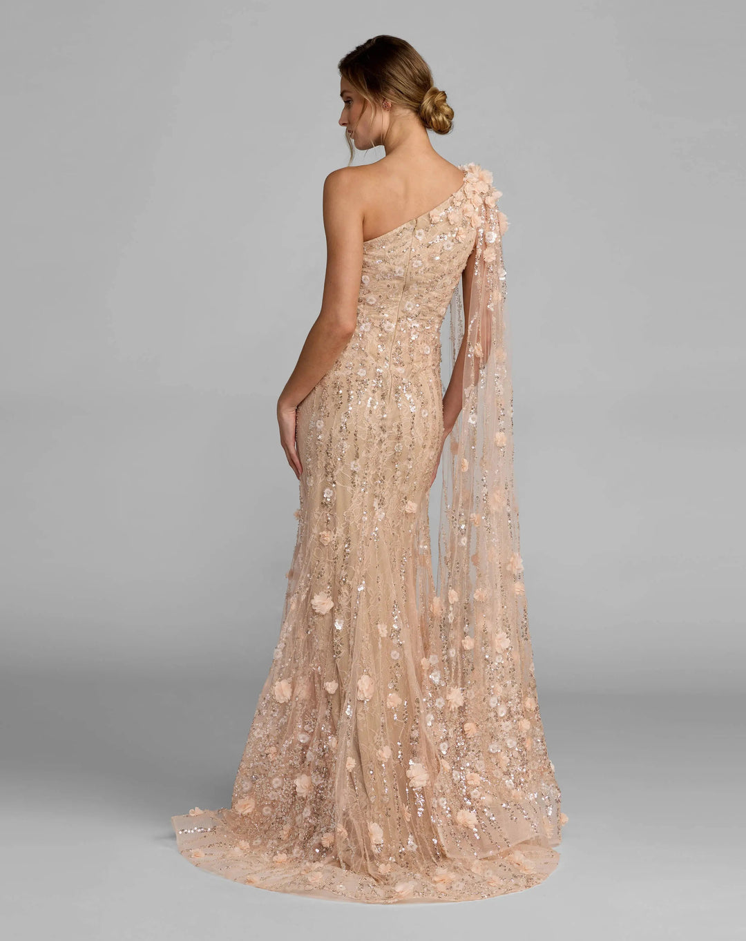 Mac Duggal 69190 One Shoulder Embellished Gown With Cape Sleeve
