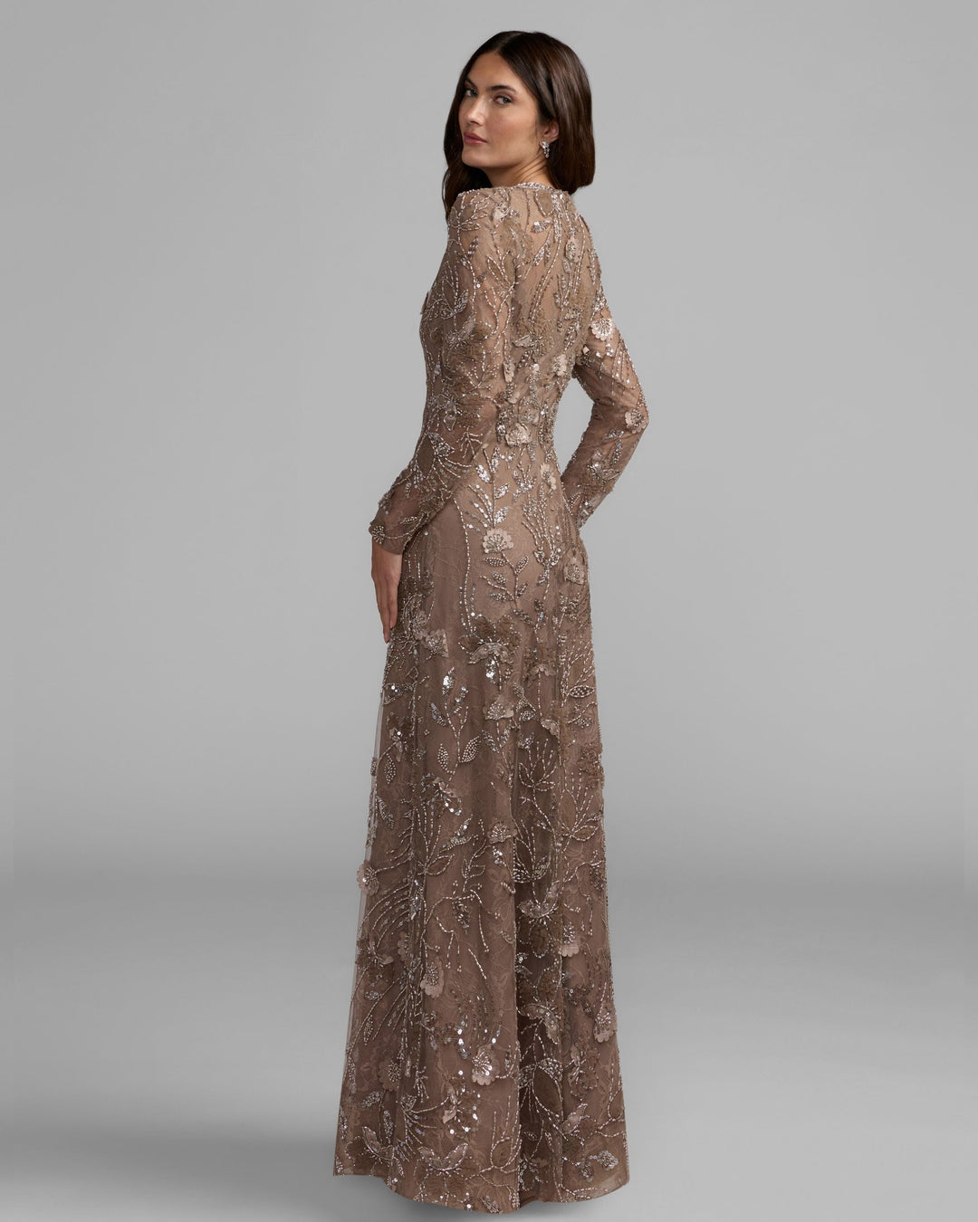 Mac Duggal 69231 Long Sleeve Floral Embellished Lace Gown