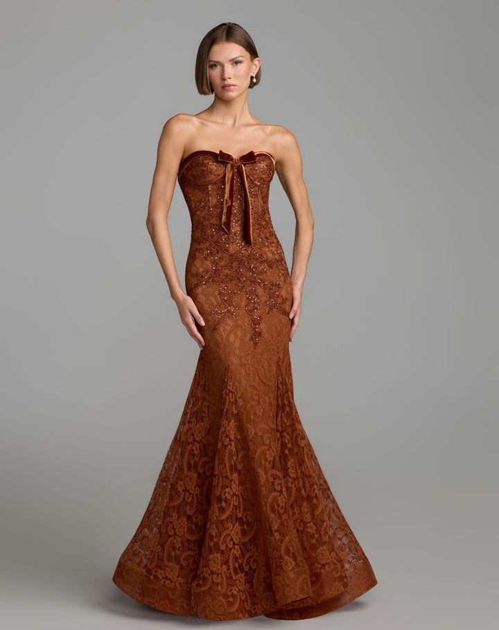Mac Duggal 79459 Embroidered Lace Strapless Mermaid Gown