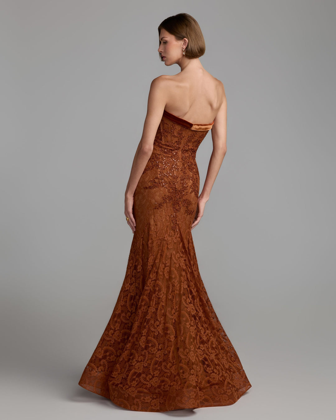 Mac Duggal 79459 Embroidered Lace Strapless Mermaid Gown
