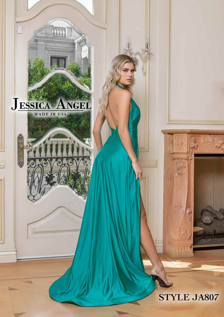 Jessica Angel 807 halter open back gown back view