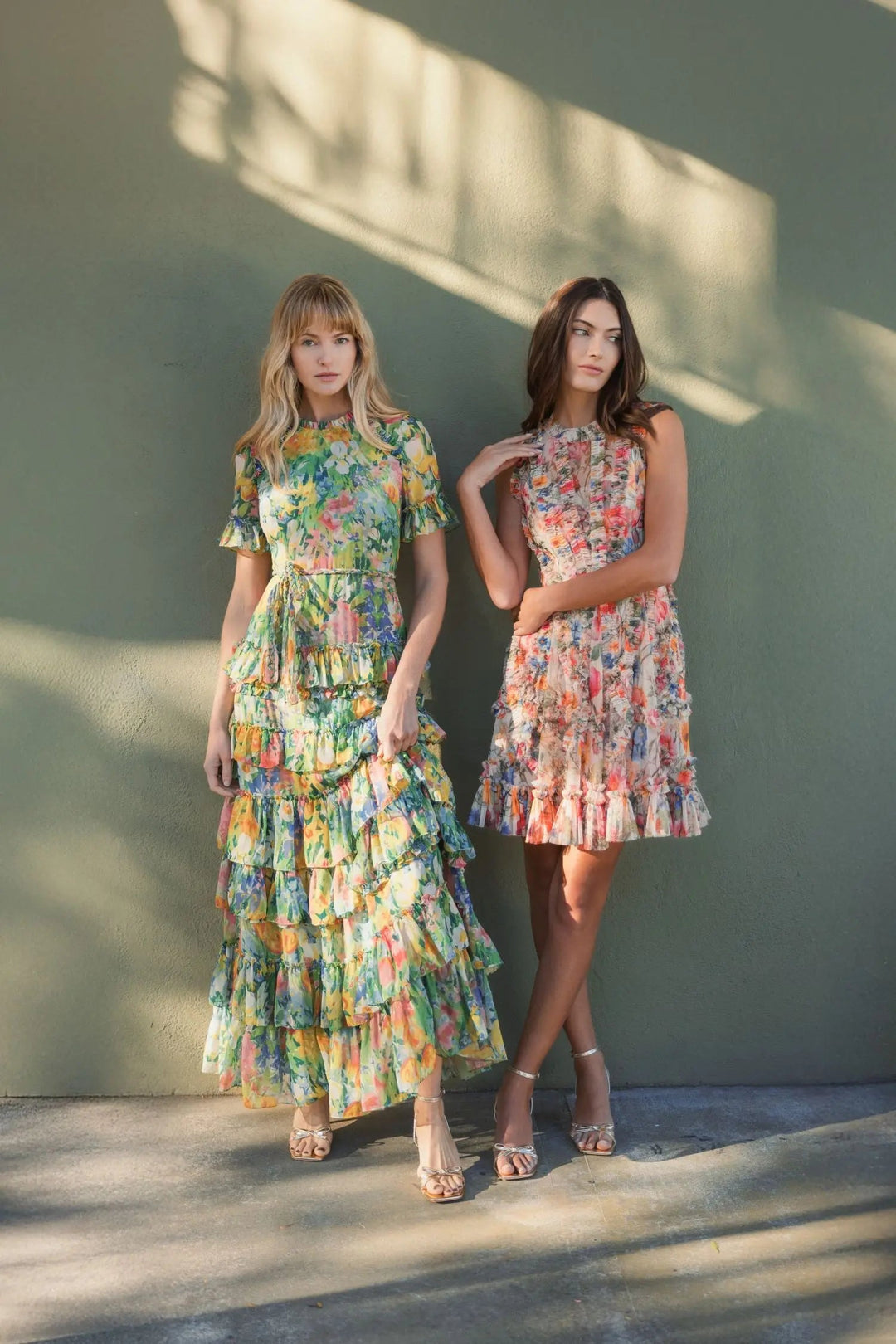 Multicolor Micro Ruffle Floral A-Line Mini Dress - FOSTANI.com