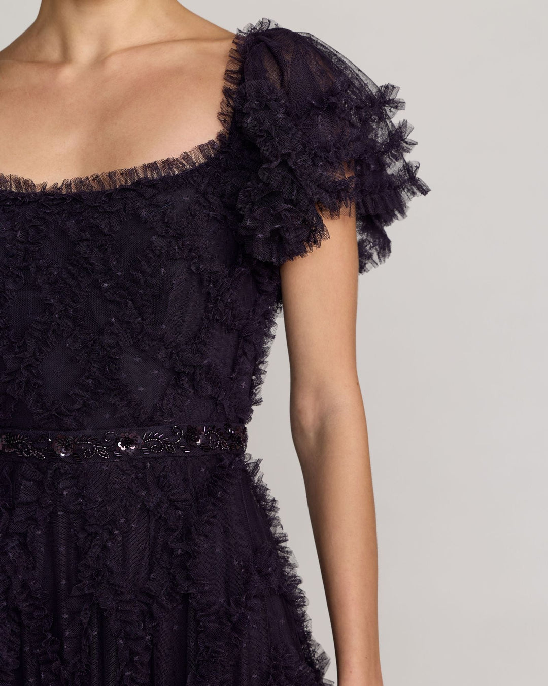 Mac Duggal 8391 Tiered Ruffle Puff Sleeve Gown