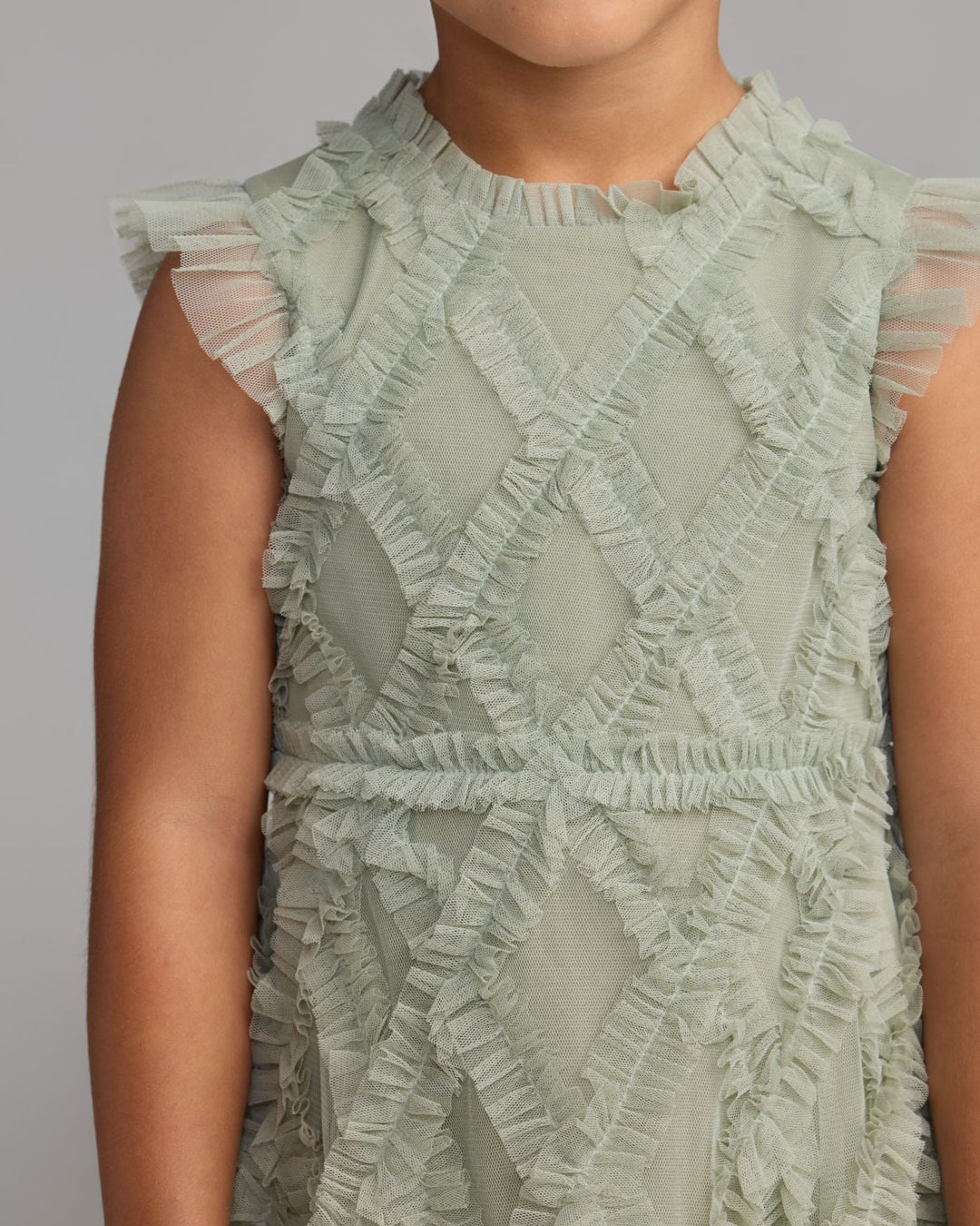 Mac Duggal 8507 Girls Green Sleeveless Ruffle Dress