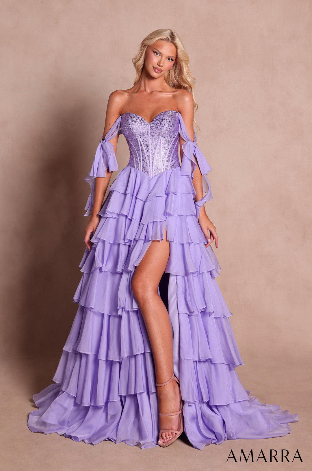 AMARRA 89285 Off-Shoulder Ruffled Prom Dress 2026