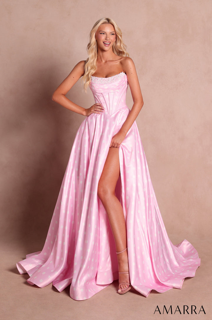 Amarra 89622 gown in Pink/White - front view