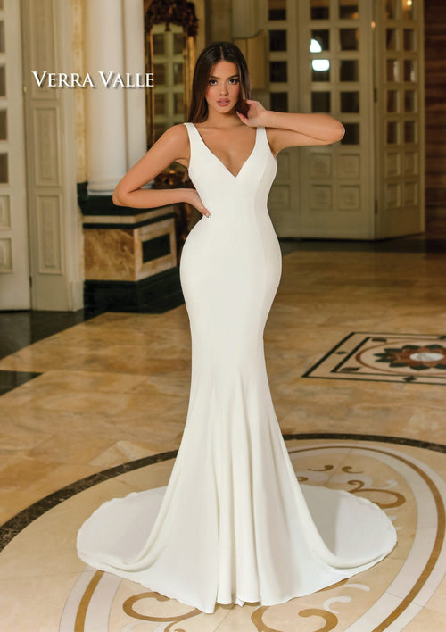 Clarisse 900201 V-Neck Fitted Wedding Dress with Low Scoop Back