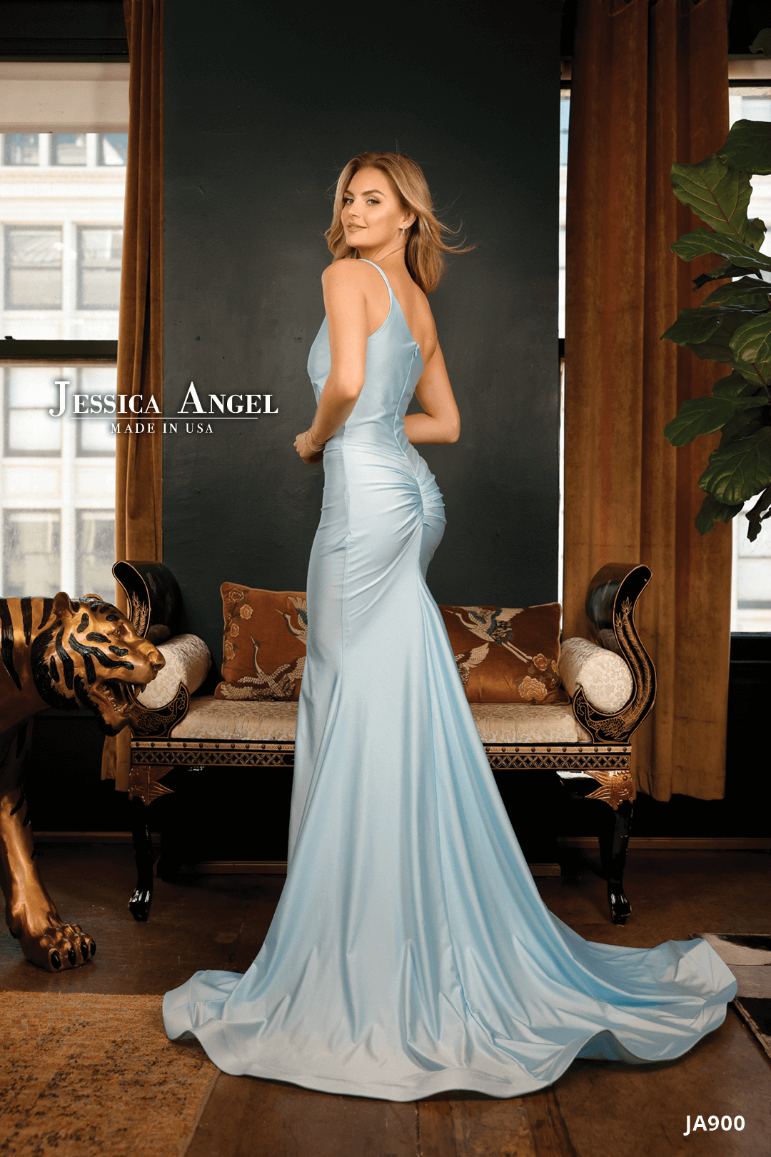 Jessica Angel 900 ruched back mermaid gown back view 2