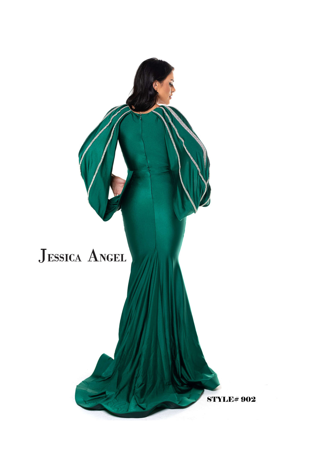 Jessica Angel 902 bishop sleeve mermaid gown back view