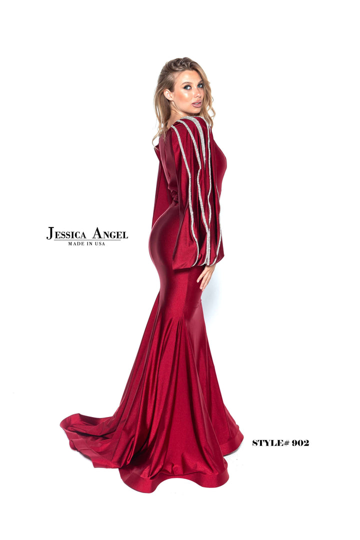 Jessica Angel 902 bishop sleeve mermaid gown side view