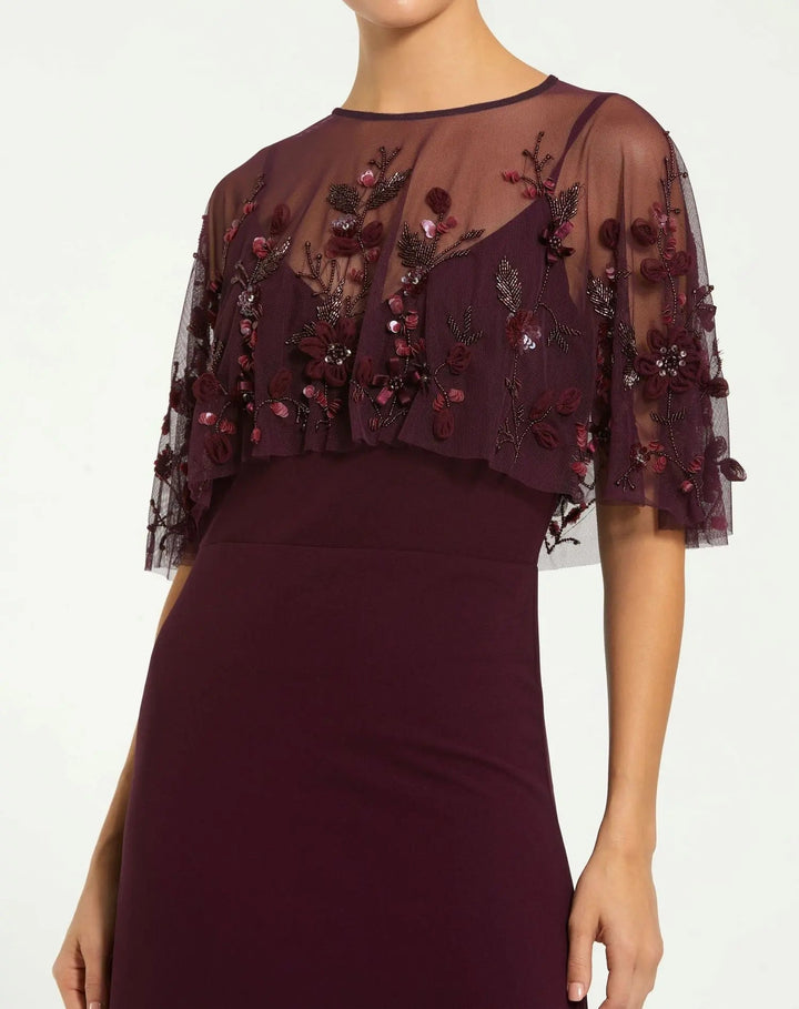 Mac Duggal 9229 Sleeveless Gown with Embellished Cape
