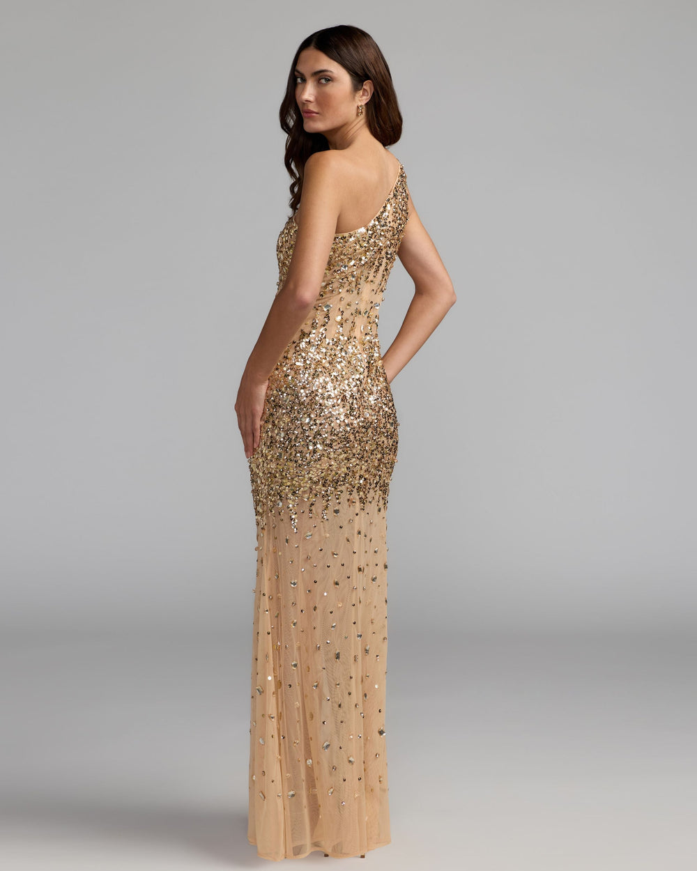 Mac Duggal 94159 One Shoulder Embellished Illusion Gown