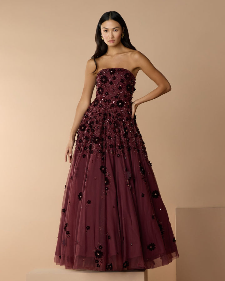 Mac Duggal 94271 Floral Embellished Strapless Ball Gown