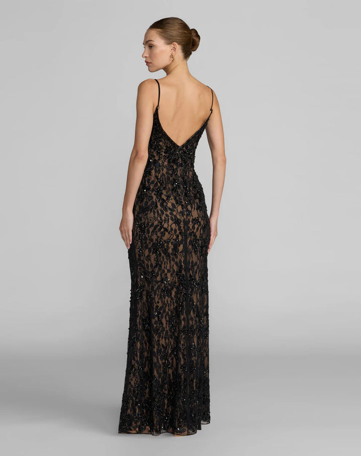 Mac Duggal 94311 Blue Embellished Lace Sleeveless Gown