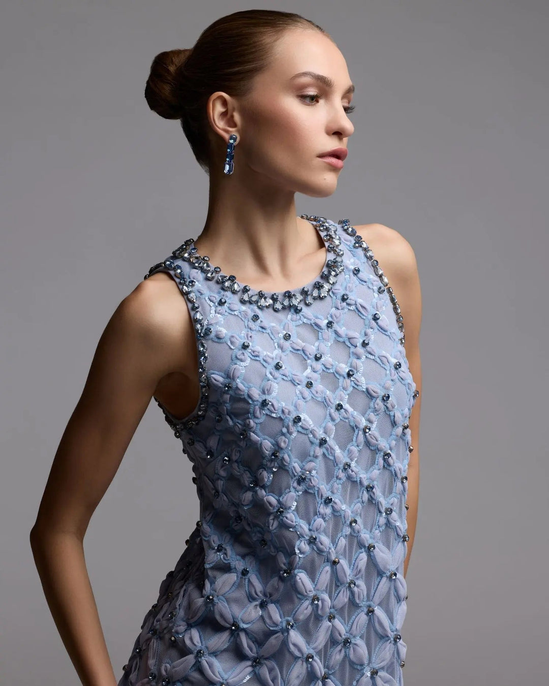 Mac Duggal 9432 Blue Rhinestone Embellished Sleeveless Mini Dress - FOSTANI.com