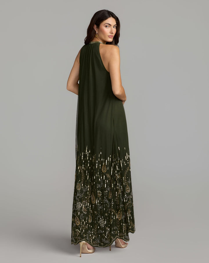 Mac Duggal 9529 Sleeveless Embellished Scallop Hem Trapeze Dress