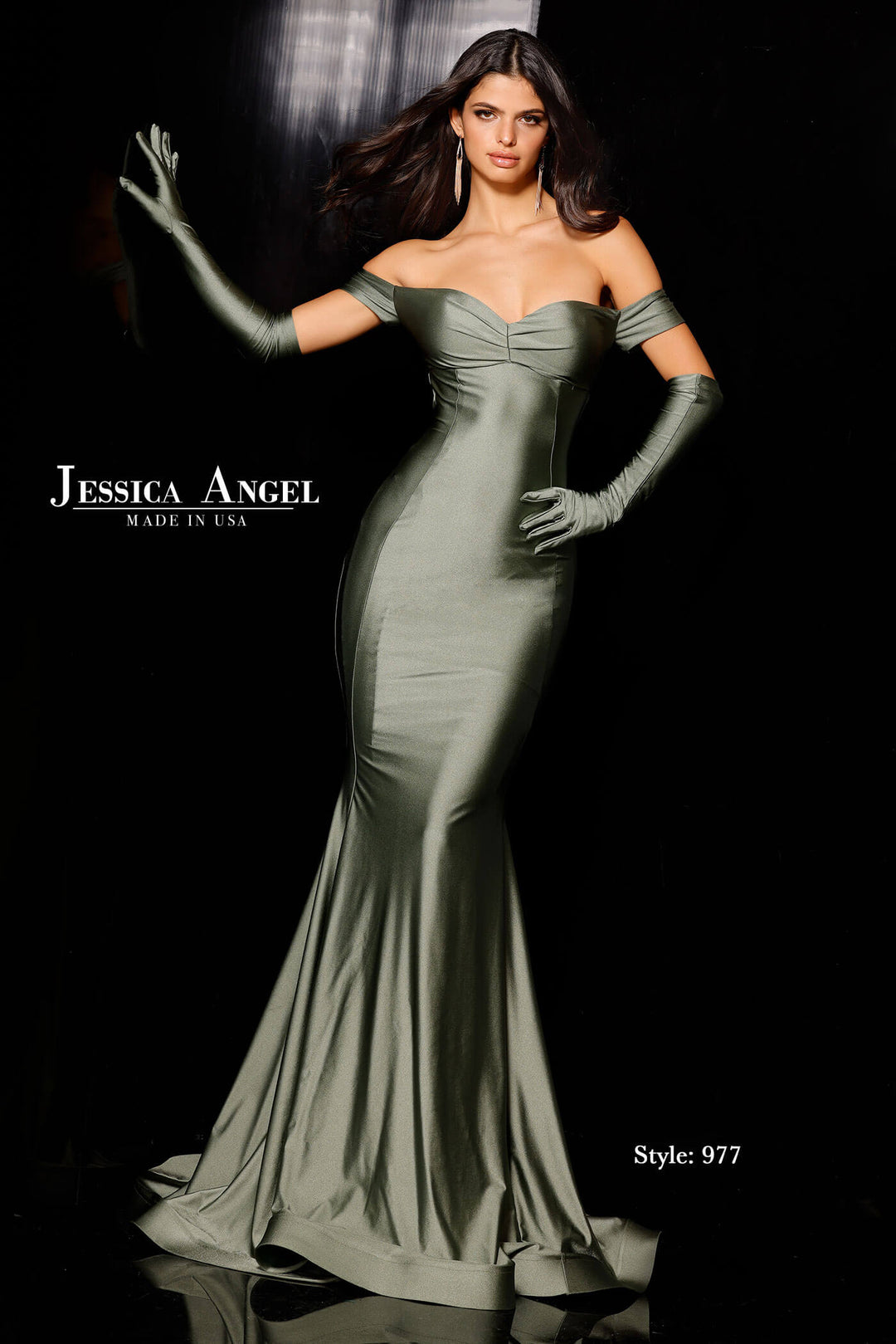 Jessica Angel 977 off shoulder sweetheart mermaid gown front view