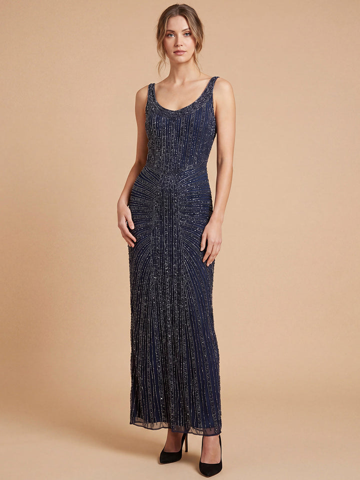 Lara 9920 Beaded V-Neck Gown