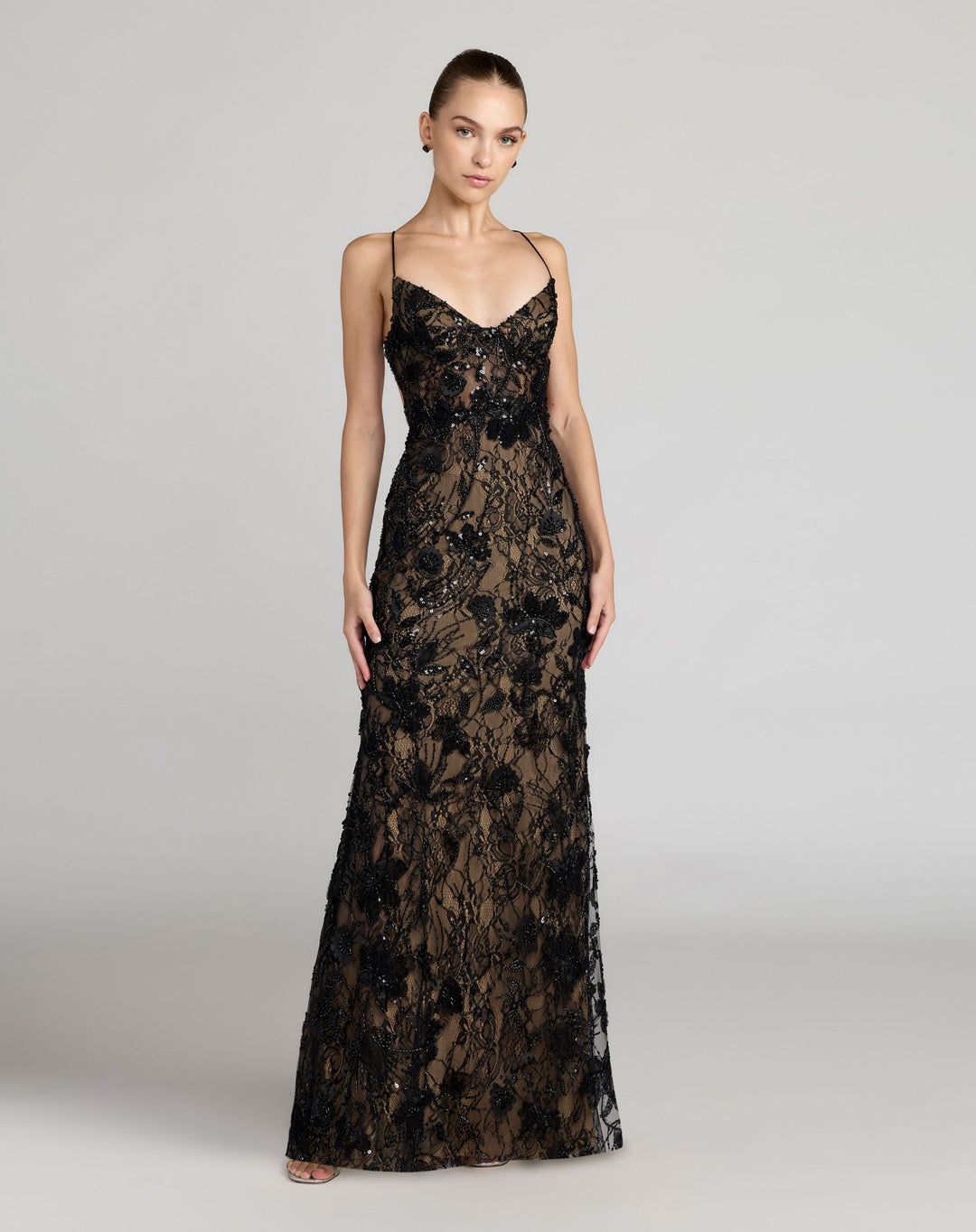 Mac Duggal 68892 Sleeveless Embellished Open Back Column Gown
