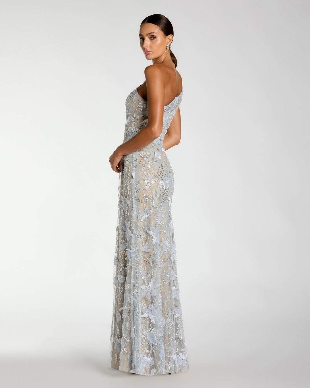 Mac Duggal 69077 One Shoulder Floral Lace Embroidered Gown