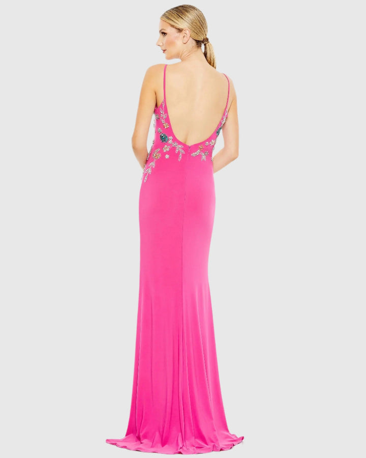 Mac Duggal A42006 Beaded Floral Cami Gown