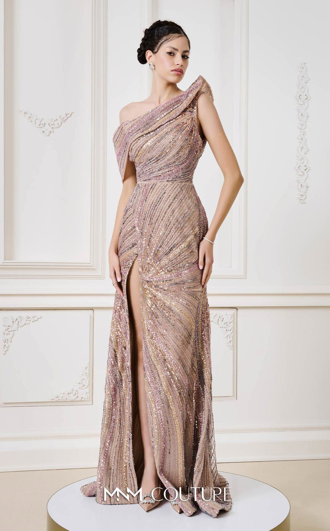 MNM Couture B1137 gown, three-quarter front view