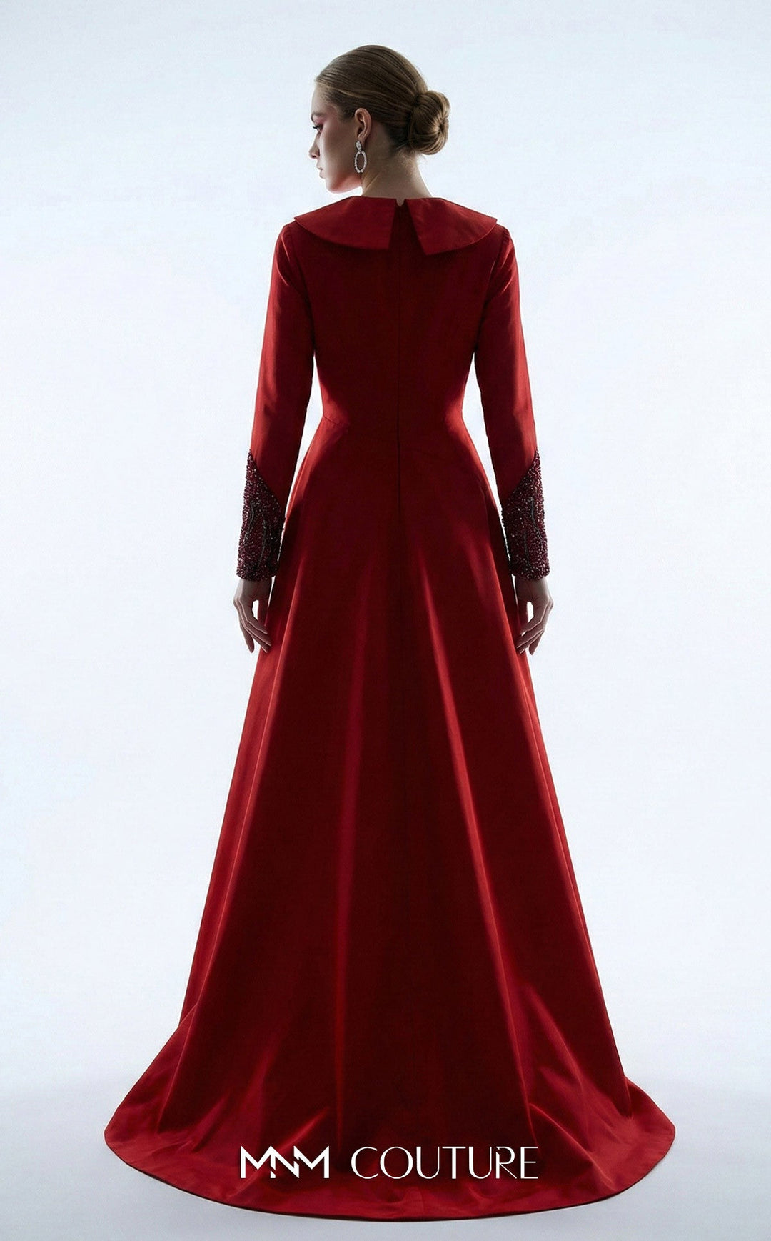 MNM Couture B1177 V-Neckline Long Sleeve Sheath Couture Dress