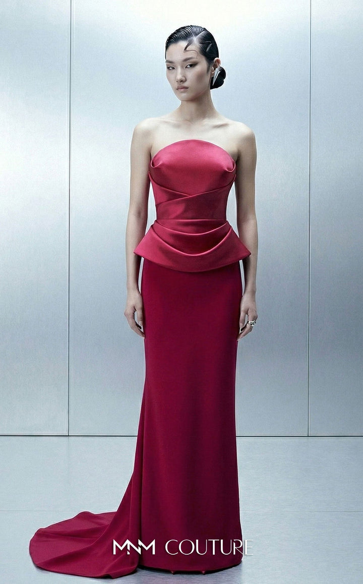 MNM Couture E0146 Strapless Sleeveless Sheath Couture Dress