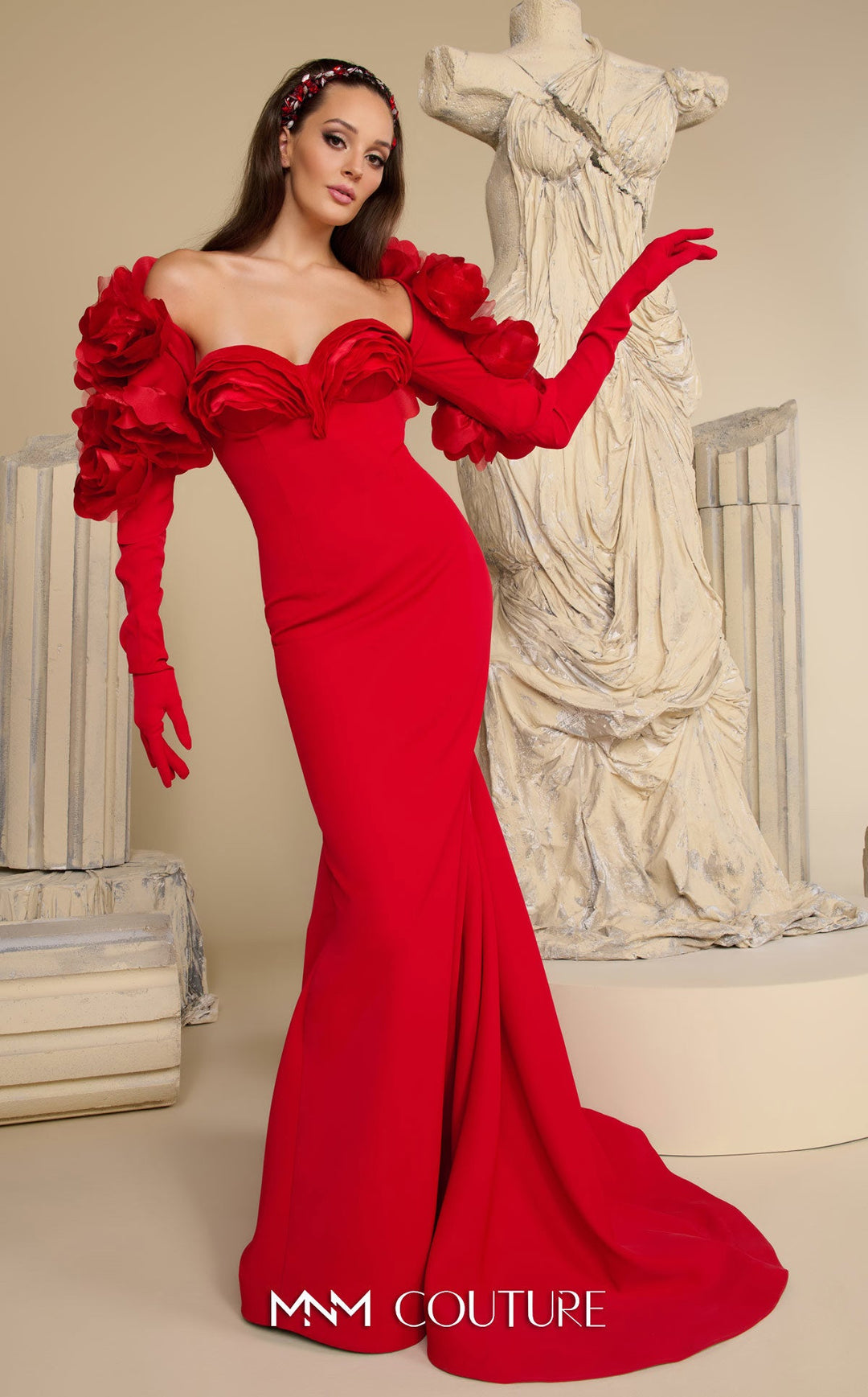 MNM Couture F02944: Luxury Gala Gown in Crepe and Taffeta with Jacket - FOSTANI.com