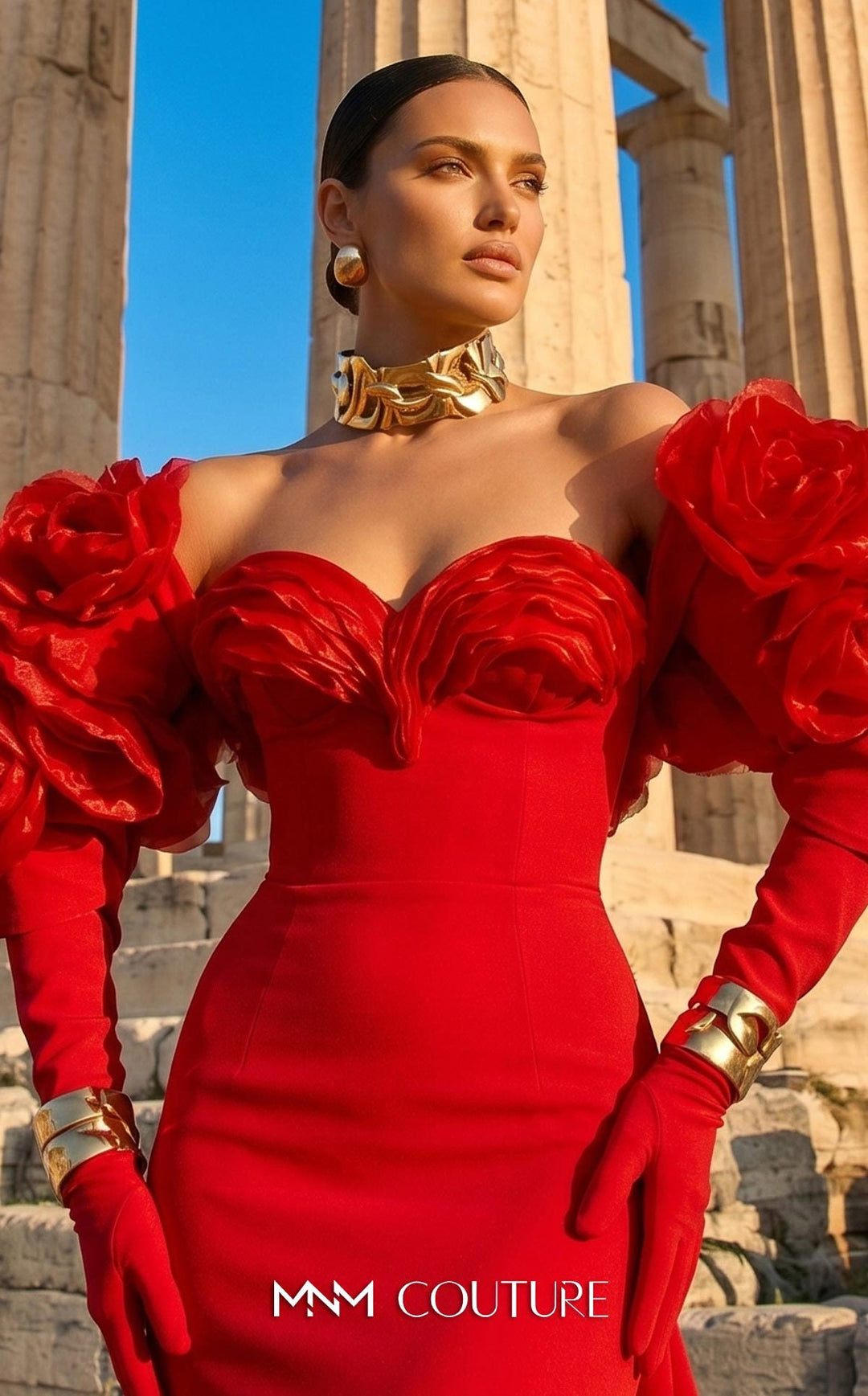 MNM Couture F02944: Luxury Gala Gown in Crepe and Taffeta with Jacket - FOSTANI.com