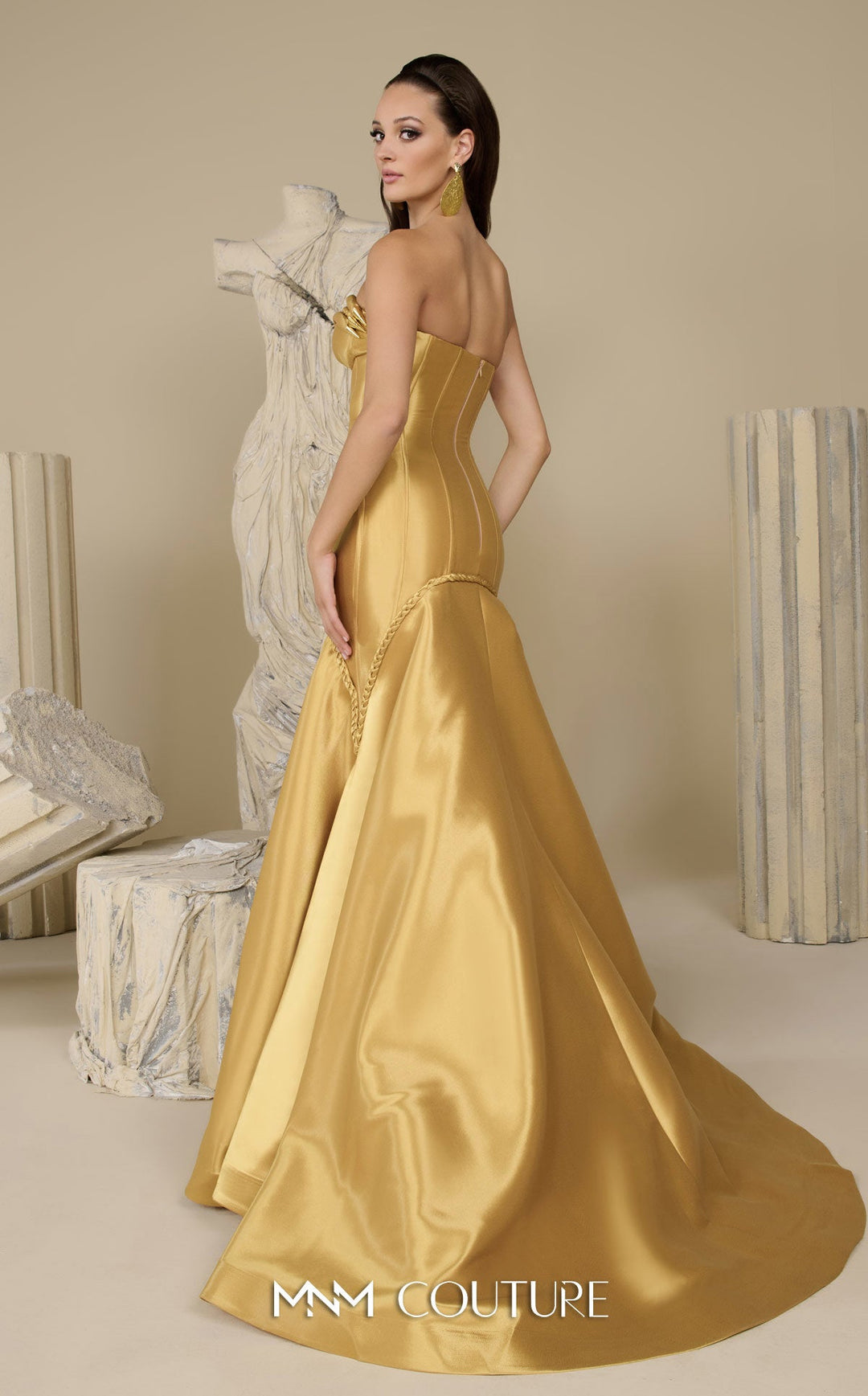 MNM Couture F02951 Ruffle Sleeve Corset Mermaid Gown
