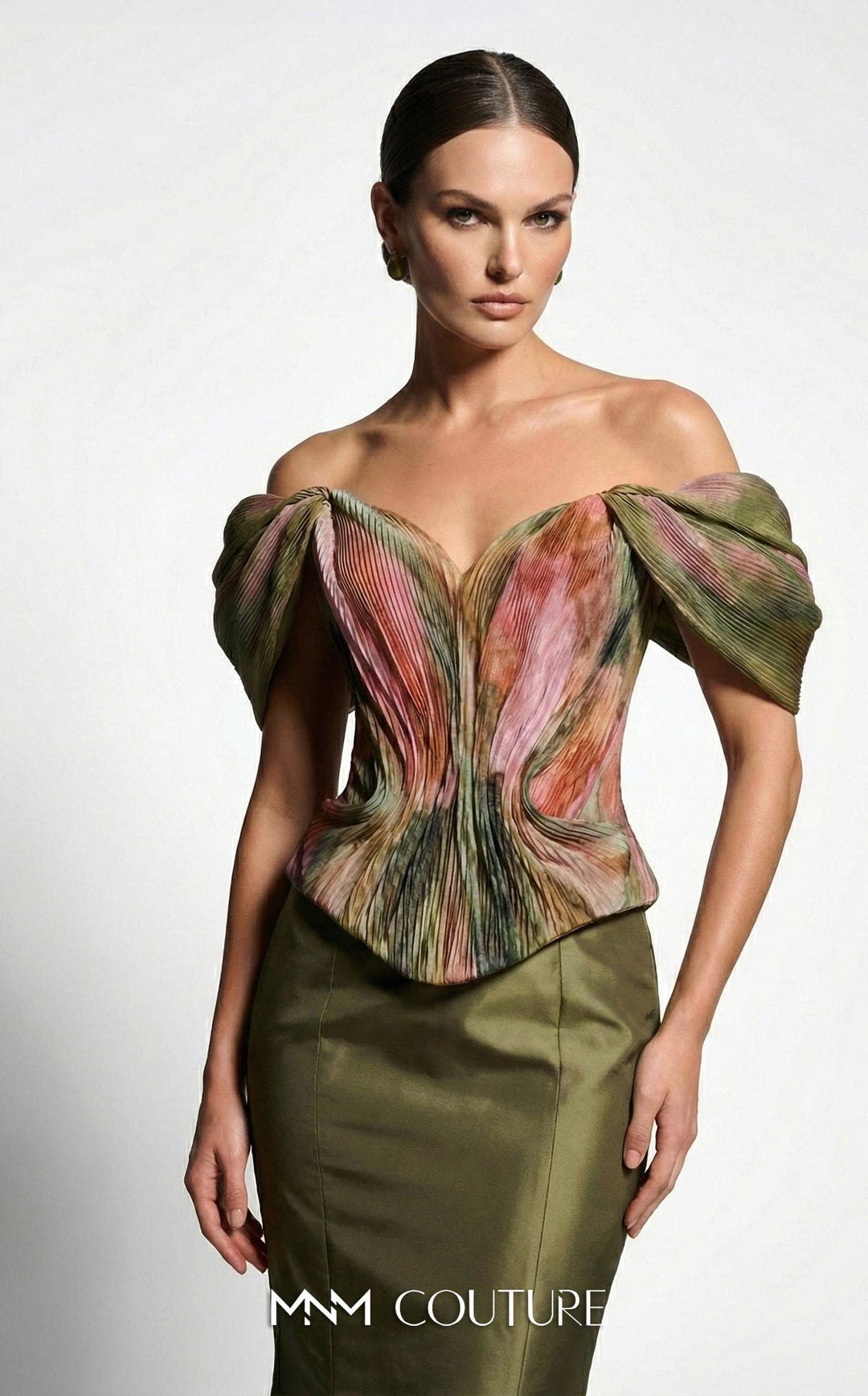 Fouad Sarkis F02981A Off-the-Shoulder Cap Sleeve Mermaid Couture Dress