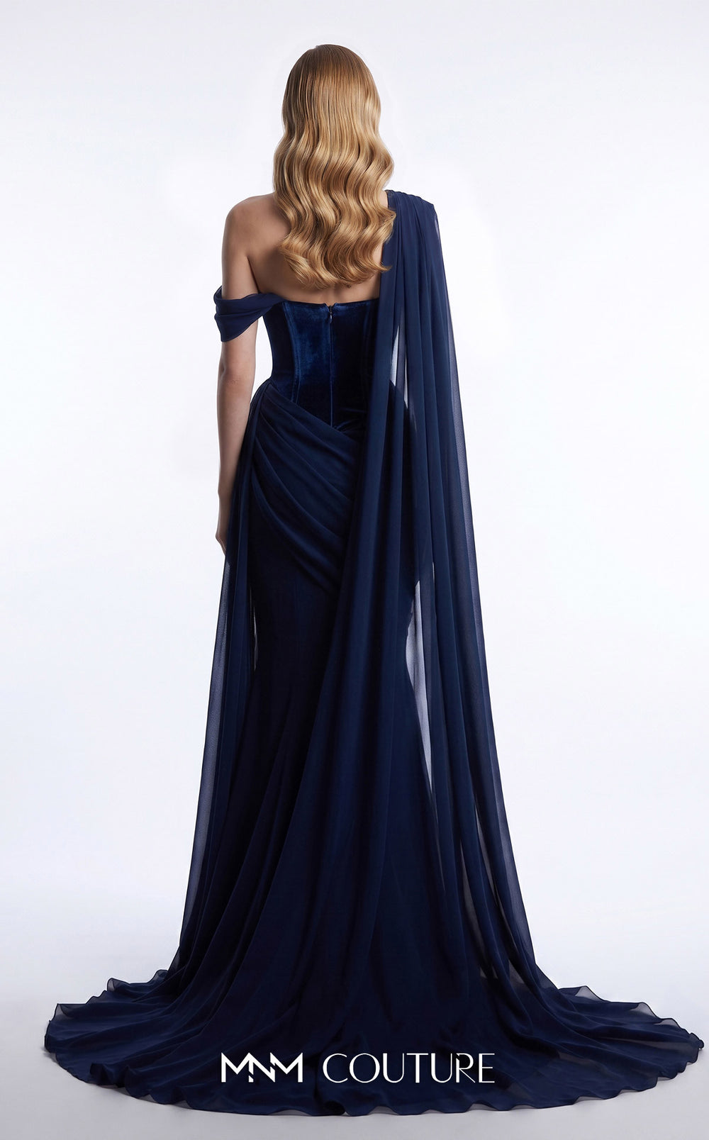 Fouad Sarkis F03017A back view with floor-length cape