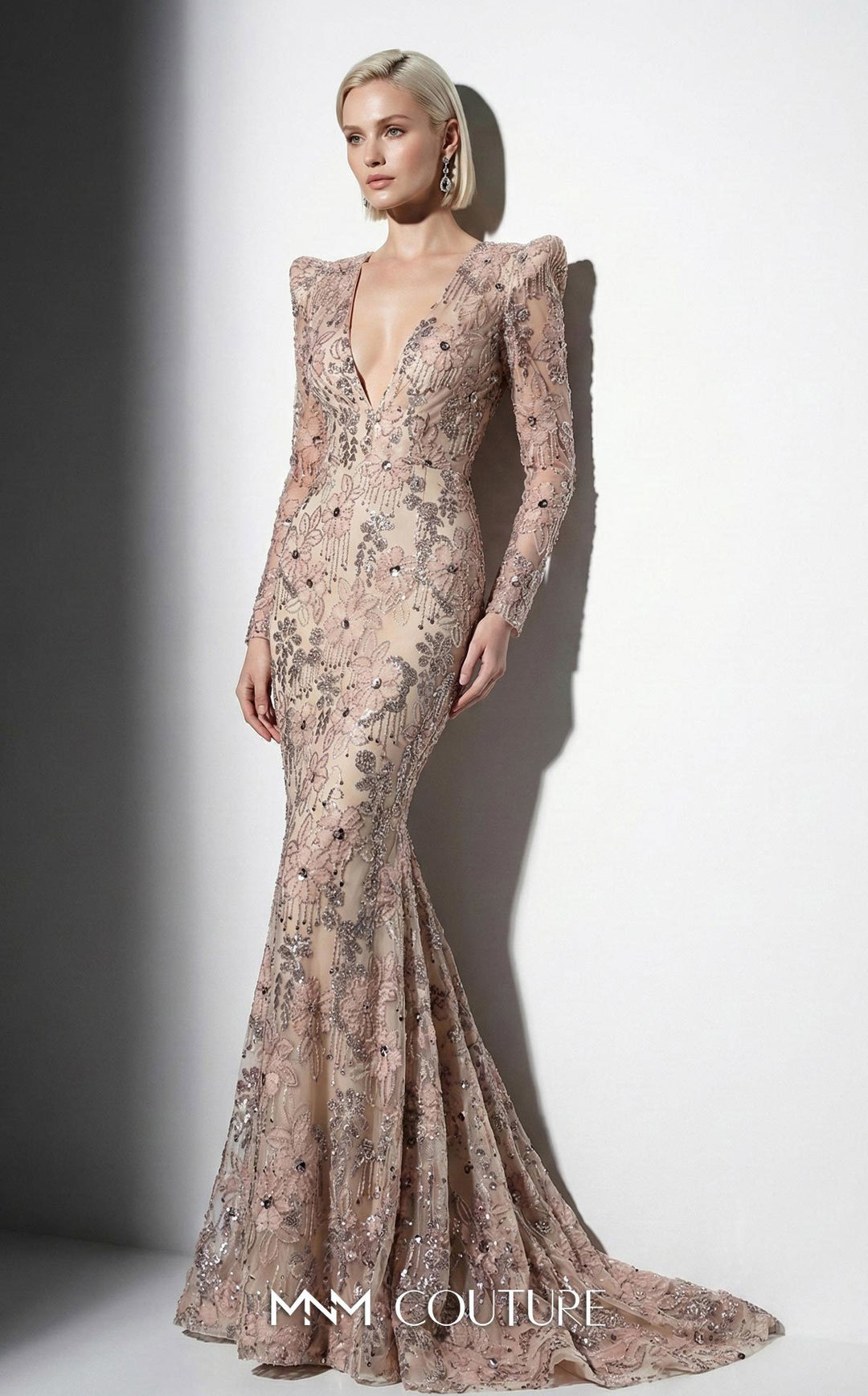 Fouad Sarkis F03021 long sleeve mermaid evening gown