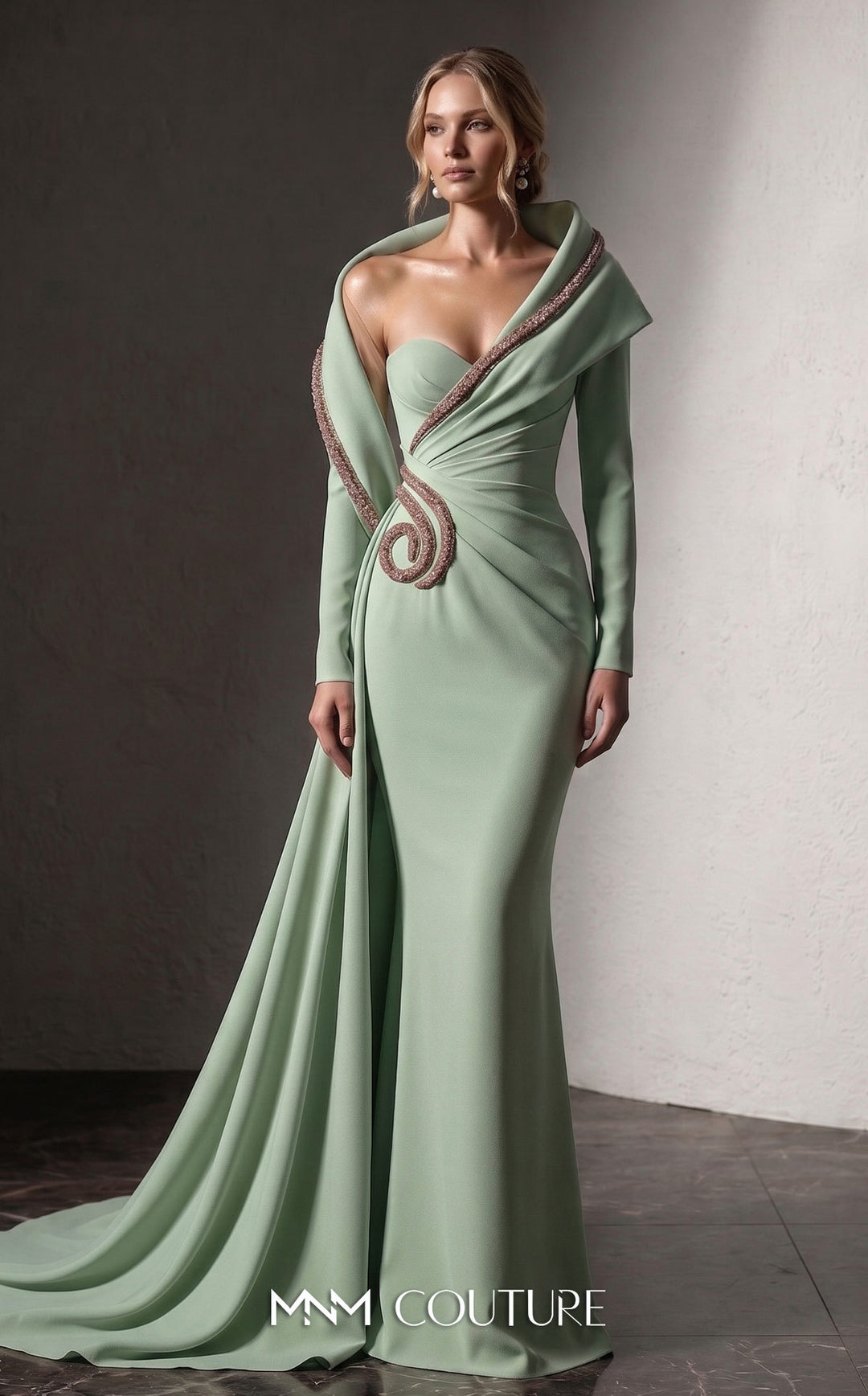 Fouad Sarkis F03038 Single-Shoulder Sweetheart Mermaid Couture Dress