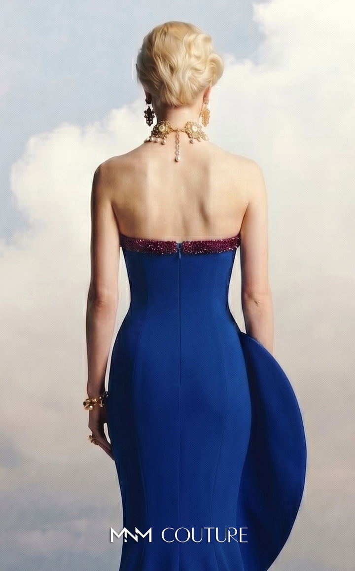 Fouad Sarkis F03061 gown, hip panel and train detail