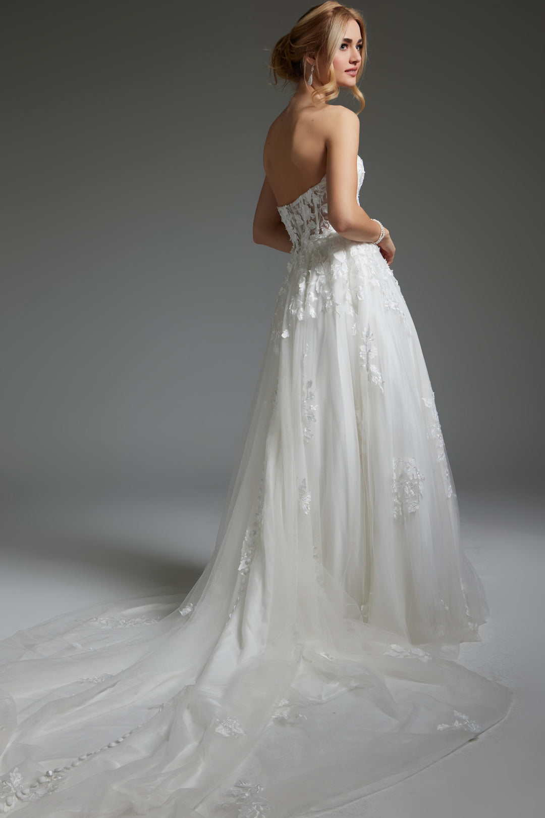 Jovani JB05361 Corset Bodice Strapless Wedding Dress