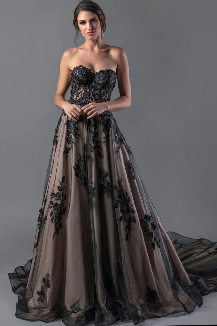 Jovani JB05361 Corset Bodice Strapless Wedding Dress