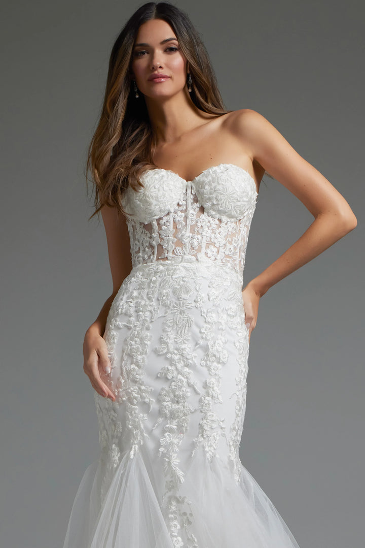 Jovani JB07260 Off White Embellished Mermaid Bridal Dress